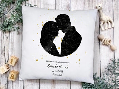 Hochzeitsgeschenk personalisiertes Kissen Liebespaar | Geschenk zur Hochzeit | Valentinstaggeschenk | Geburtstagsgeschenk | Sternkarte Design