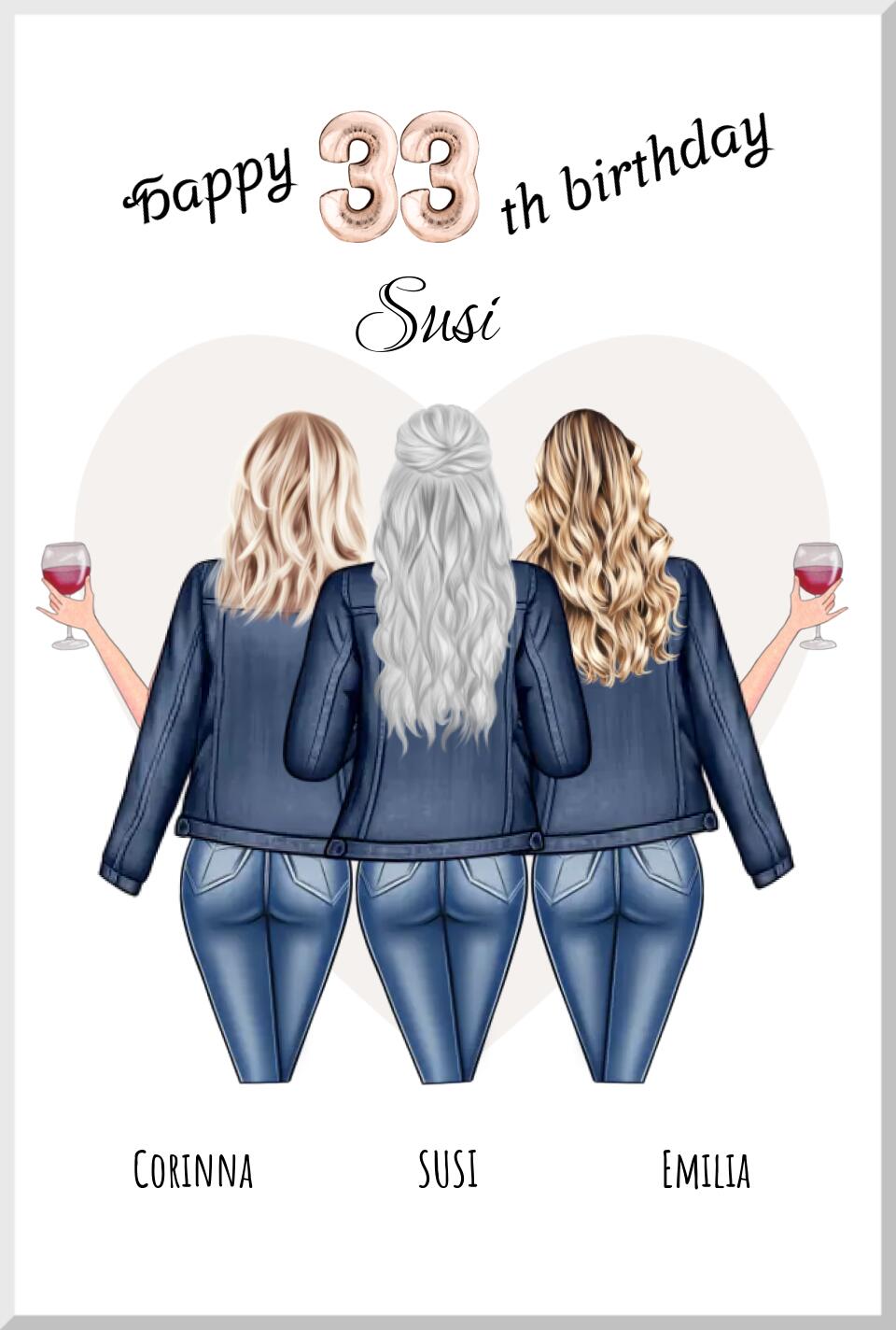 Personalisiertes Geschenk Freundin Geburtstag- Happy Birthday to you - Beste Freundinnen Poster + Geburtstagsbild