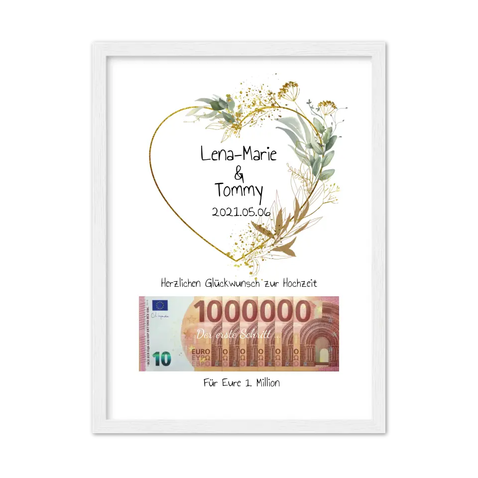 Geldgeschenk Wunscherfüller - Personalisiertes Geschenk, Geldgeschenk zur Hochzeit, Hochzeitsgeschenk Für Eure 1. Million
