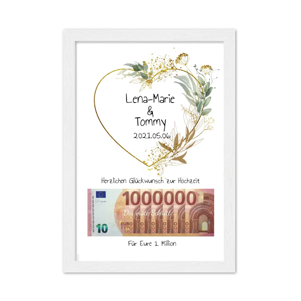 Geldgeschenk Wunscherfüller - Personalisiertes Geschenk, Geldgeschenk zur Hochzeit, Hochzeitsgeschenk Für Eure 1. Million