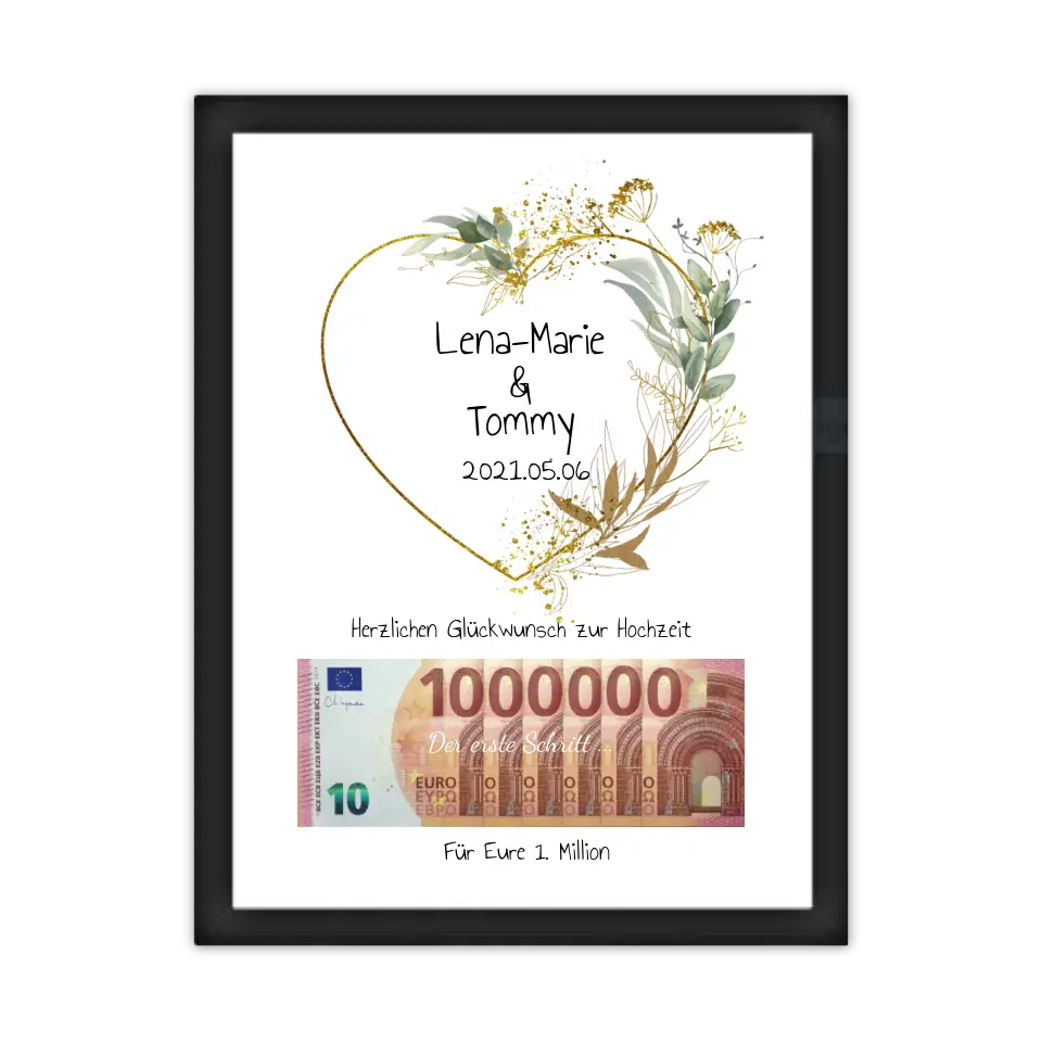 Geldgeschenk Wunscherfüller - Personalisiertes Geschenk, Geldgeschenk zur Hochzeit, Hochzeitsgeschenk Für Eure 1. Million