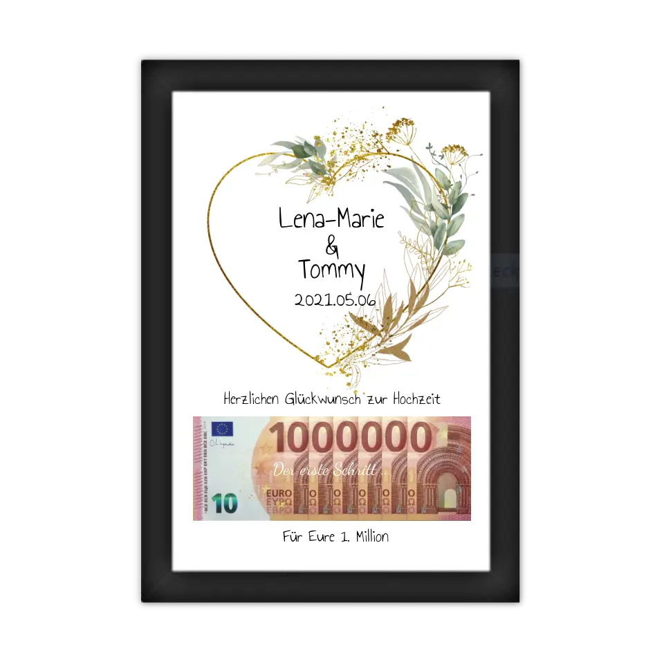Geldgeschenk Wunscherfüller - Personalisiertes Geschenk, Geldgeschenk zur Hochzeit, Hochzeitsgeschenk Für Eure 1. Million