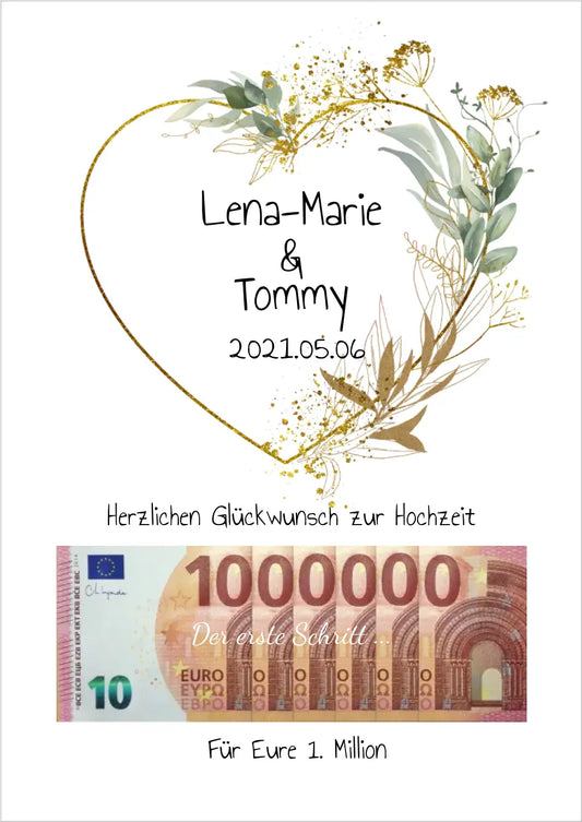 Geldgeschenk Wunscherfüller - Personalisiertes Geschenk, Geldgeschenk zur Hochzeit, Hochzeitsgeschenk Für Eure 1. Million
