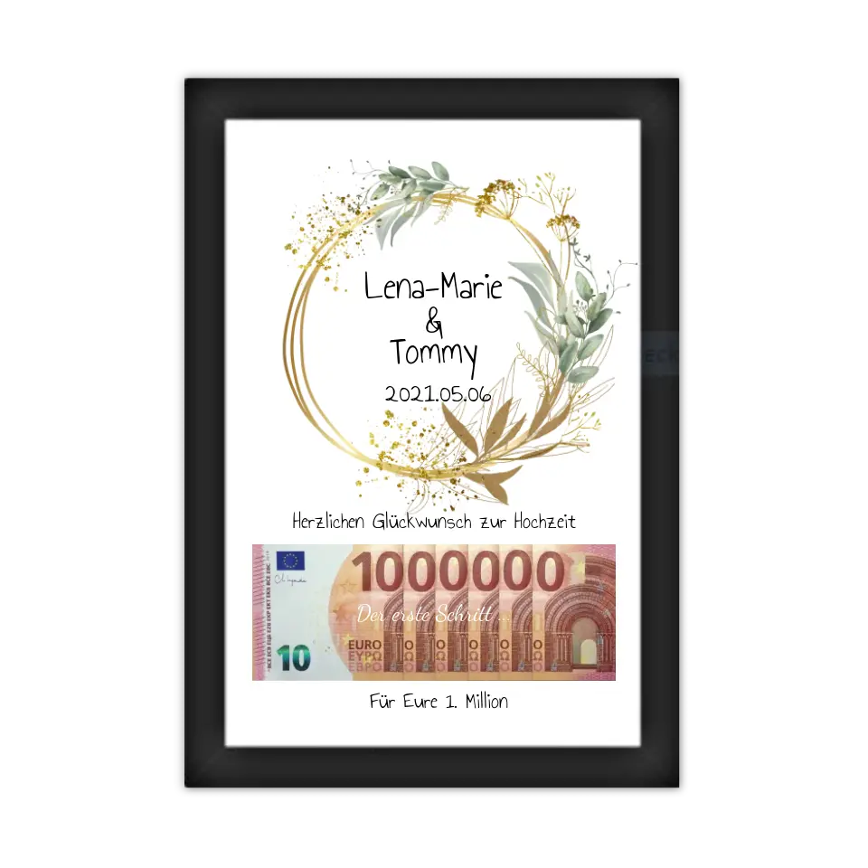 Personalisiertes Geschenk, Geldgeschenk zur Hochzeit, Hochzeitsgeschenk Für Eure 1. Million - Geldgeschenk Wunscherfüller