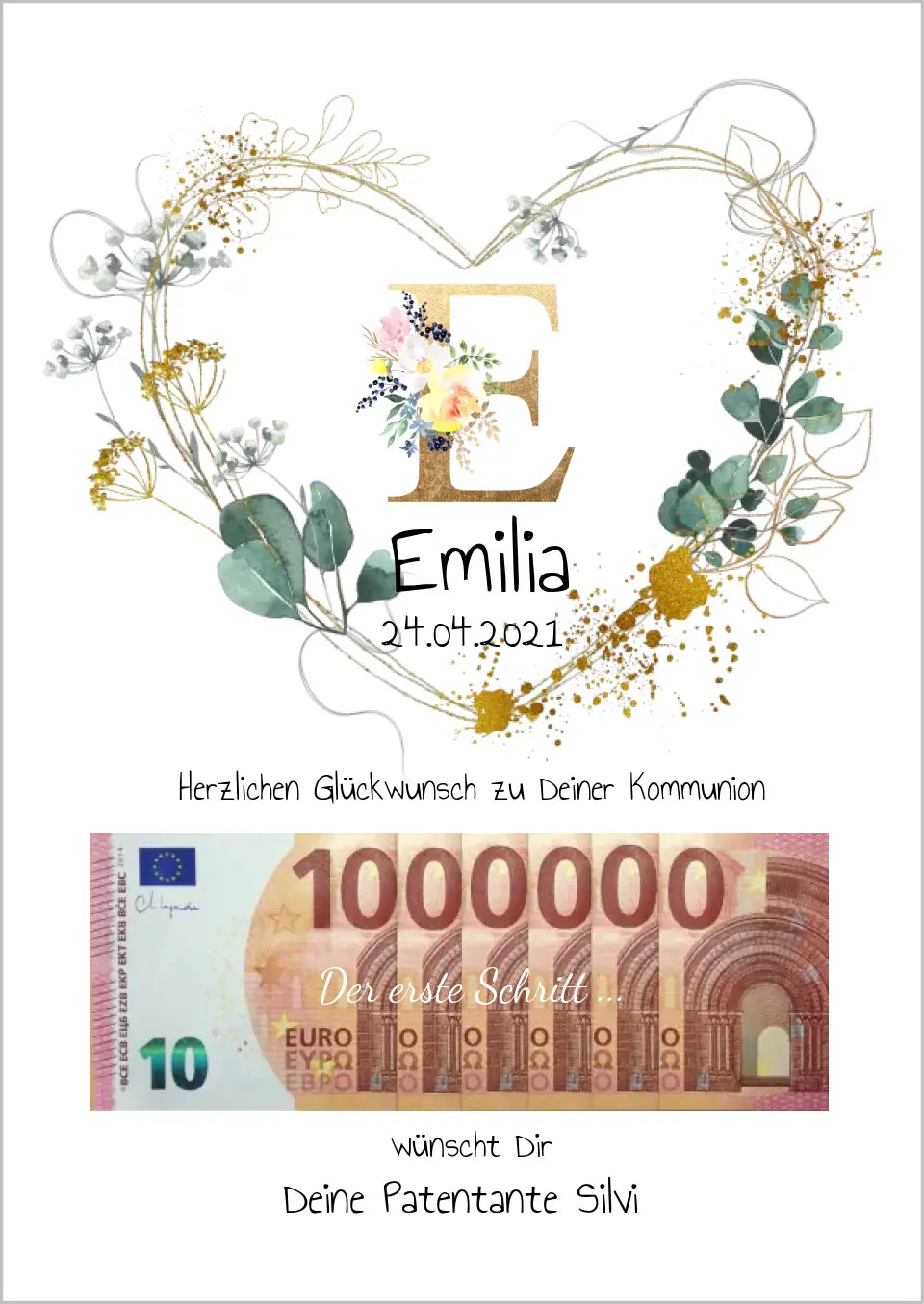 Personalisiertes Geschenk, Geldgeschenk zum Geburtstag, Jugendweihe, Kommunion, Konfirmation, Geburtstagsgeschenk 1. Million