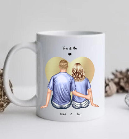 Valentinstag-Geschenk | Personalisierte Tasse Partner | Partnerschaftsgeschenk | Lebenspartner - Freundin - Valentin - Hochzeitstag