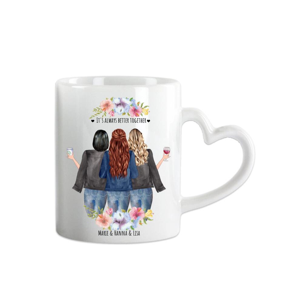 Geschenk Geburtstag 3 Beste Freundinnen Tasse personalisiert - Beste Freundin Geschenk | Schwester | Mama | Kollegin