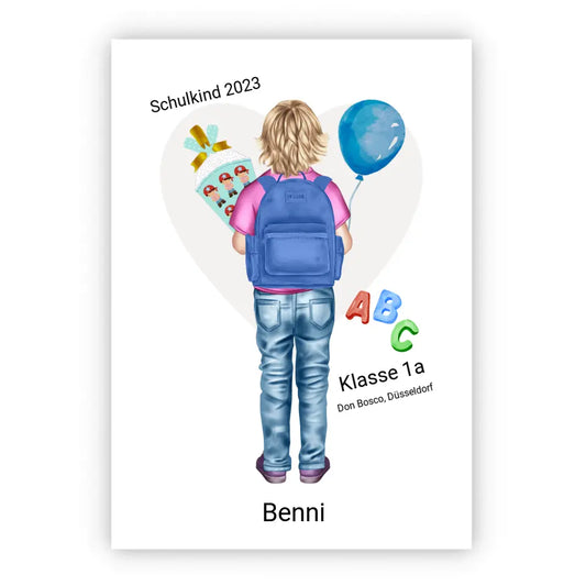 Einschulung Geschenk Erster Schultag | personalisiertes Poster Geschenk Junge zur Einschulung