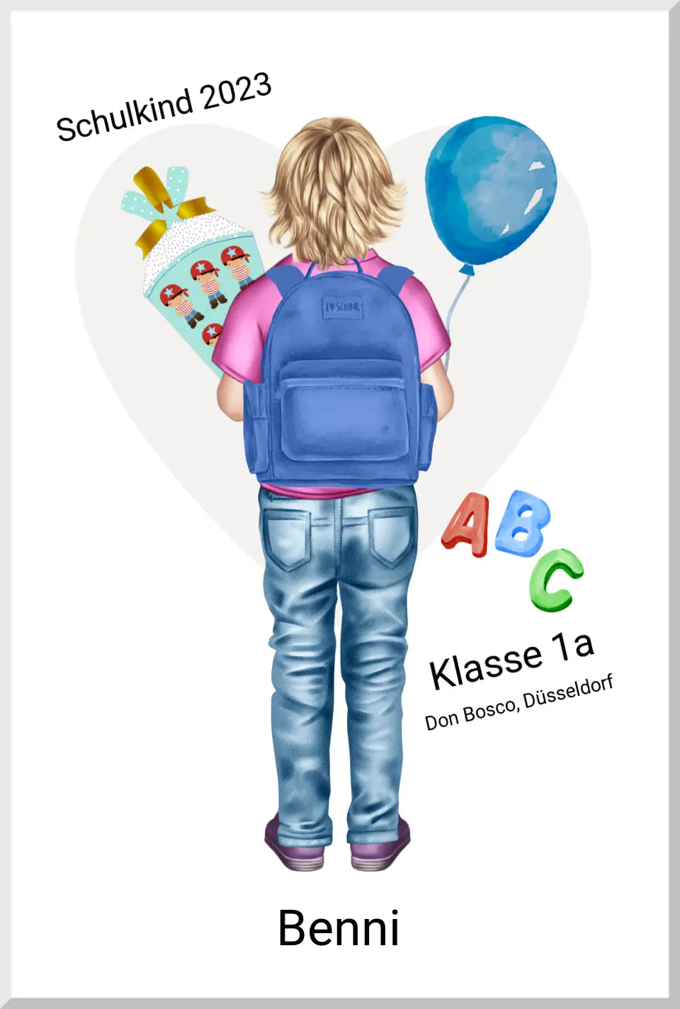 Einschulung Geschenk Erster Schultag | personalisiertes Poster Geschenk Junge zur Einschulung