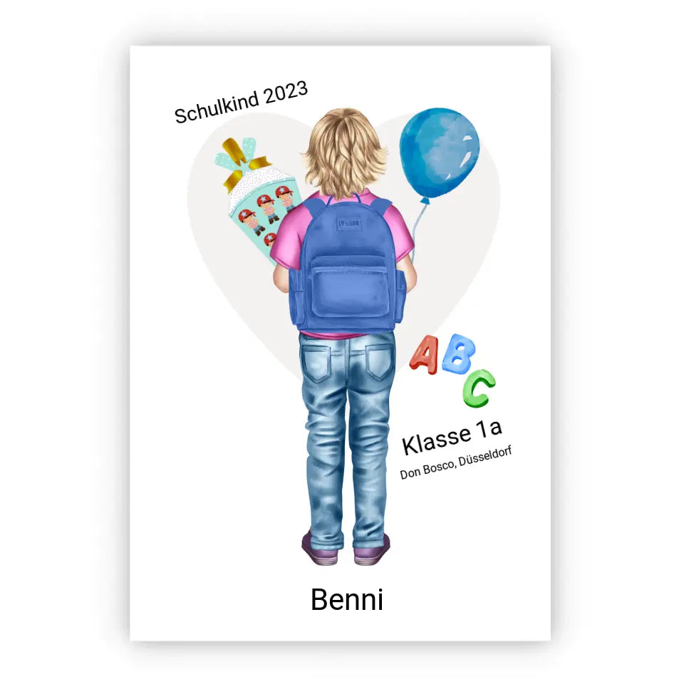 Einschulung Geschenk Erster Schultag | personalisiertes Poster Geschenk Junge zur Einschulung