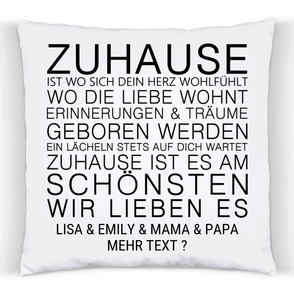 ZUHAUSE - Personalisiertes Geschenk Sprüche Kissen Geschenk mit Namen - Geburtstagsgeschenk, Weihnachtsgeschenk - Zeitraum-Kunstdrucke