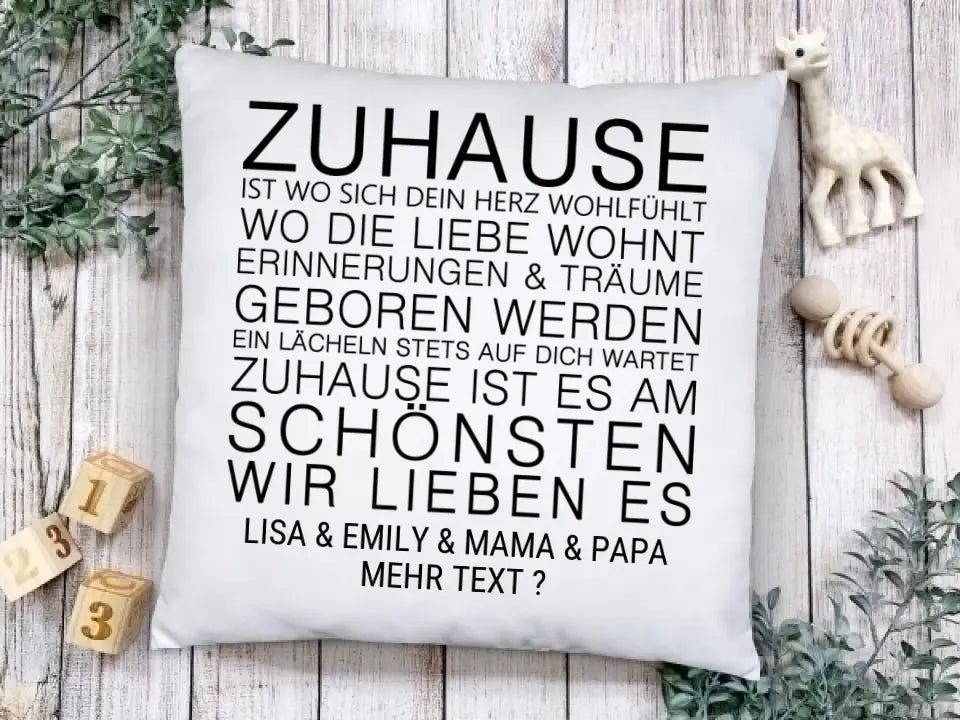 ZUHAUSE - Personalisiertes Geschenk Sprüche Kissen Geschenk mit Namen - Geburtstagsgeschenk, Weihnachtsgeschenk - Zeitraum-Kunstdrucke