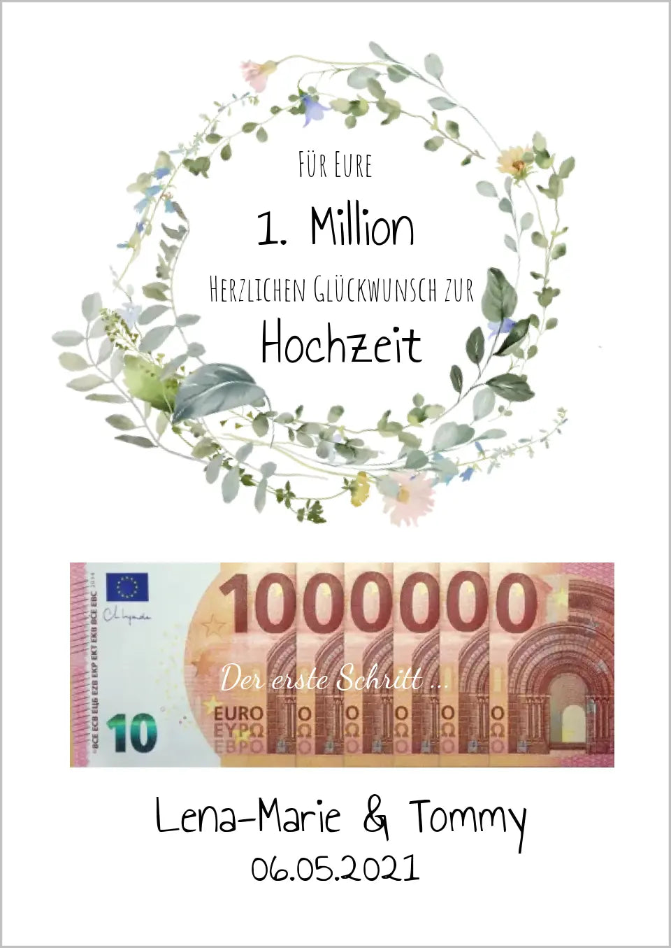 Personalisiertes Geschenk, Geldgeschenk zur Hochzeit, Hochzeitsgeschenk Für Eure 1. Million