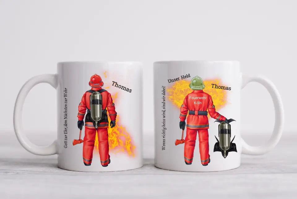 Personalisierte Tasse Feuerwehrtasse Geschenk Geburtstag Feuerwehrmann Dienststelle Feuerwehr