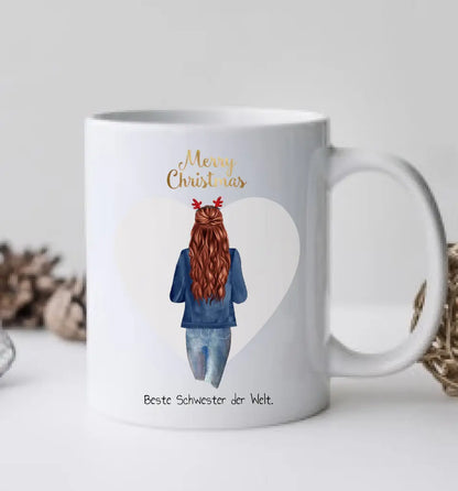 Weihnachtsgeschenk Schwester, Lieblingsschwester- personalisierte Tasse beste Schwester - Geburtstagsgeschenk - Weihnachtsgeschenk