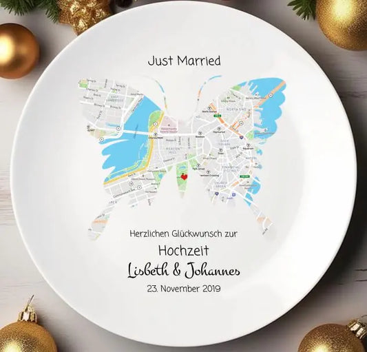 Personalisiertes Geschenk Hochzeitsteller Herz Just Married Hochzeitsgeschenk, als perfektes Geschenk zur Hochzeit