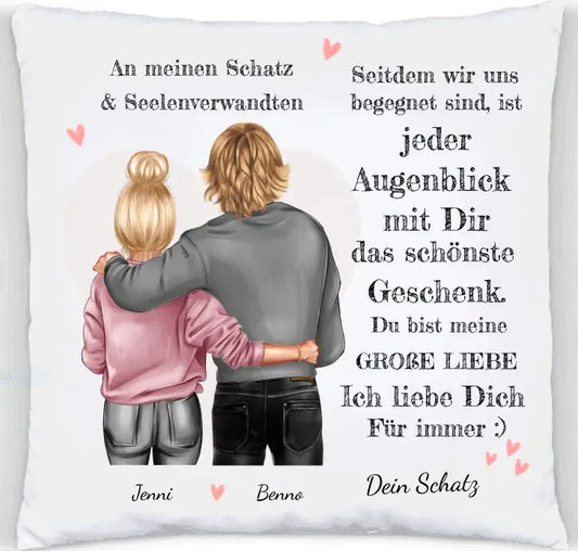 Geschenk Jahrestag, Hochzeitstag, Valentinstag, Geburtstag & Weihnachten - Geschenk Deko Kissen personalisiert - Weihnachtssgeschenk