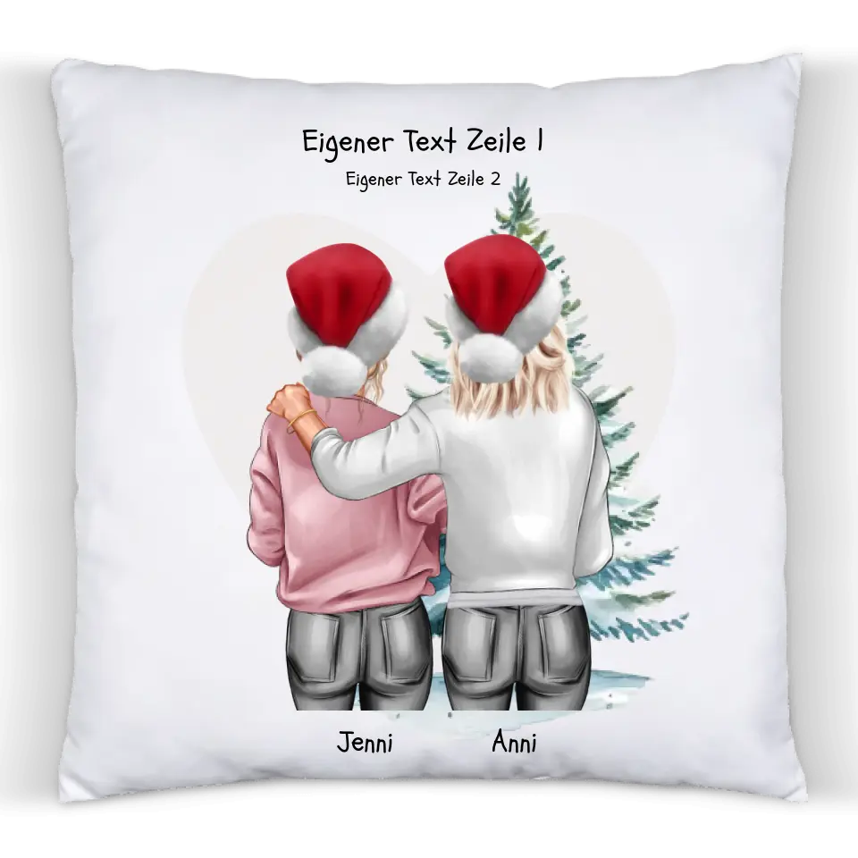 Weihnachtsgeschenk für Geschwister, Freundin personalisiertes Kissen kleine Schwester, großer Schwester, Mama Tochter Geschenk mit Namen und Wunschtext