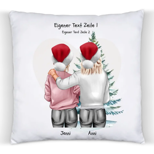 Weihnachtsgeschenk für Geschwister, Freundin personalisiertes Kissen kleine Schwester, großer Schwester, Mama Tochter Geschenk mit Namen und Wunschtext