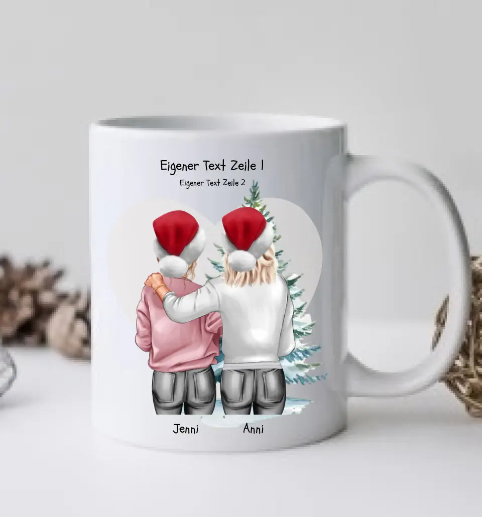 Personalisierte Tasse Nikolausgeschenk, Weihnachtsgeschenk für Geschwister, für Freundin personalisiertes Weihnachts-Tasse kleine Schwester, großer Schwester, Mama Tochter Geschenk