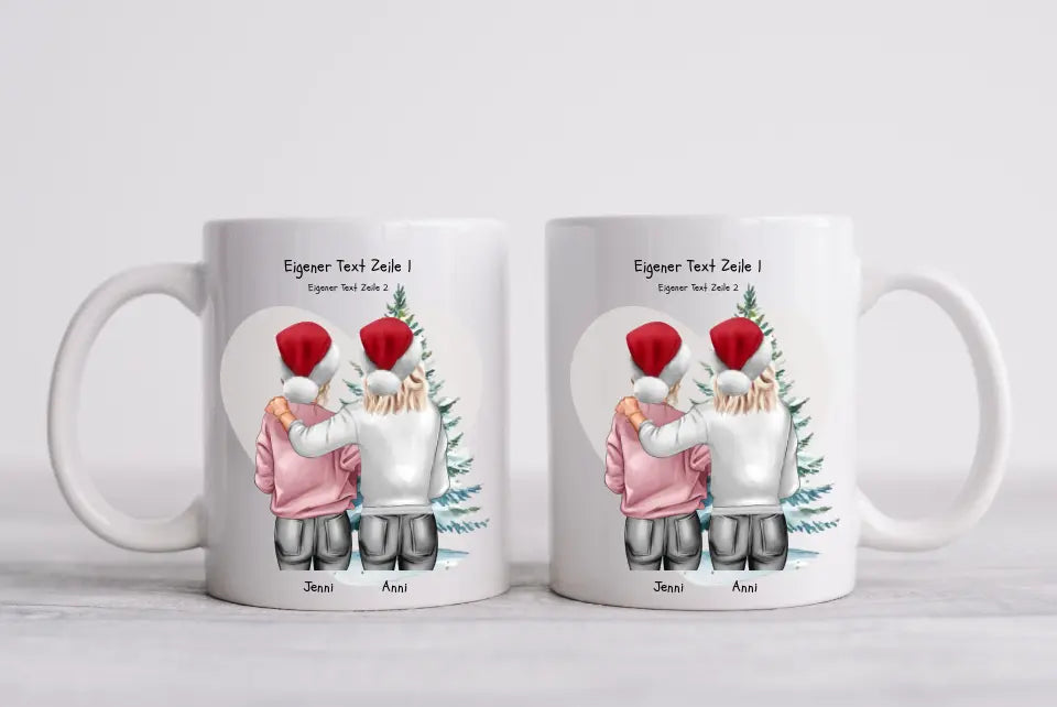 Personalisierte Tasse Nikolausgeschenk, Weihnachtsgeschenk für Geschwister, für Freundin personalisiertes Weihnachts-Tasse kleine Schwester, großer Schwester, Mama Tochter Geschenk