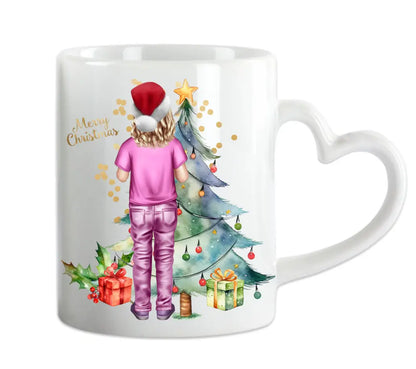 Personalisiertes Weihnachtsgeschenk Tasse / Teller Junge, Mädchen mit Name und Outfit