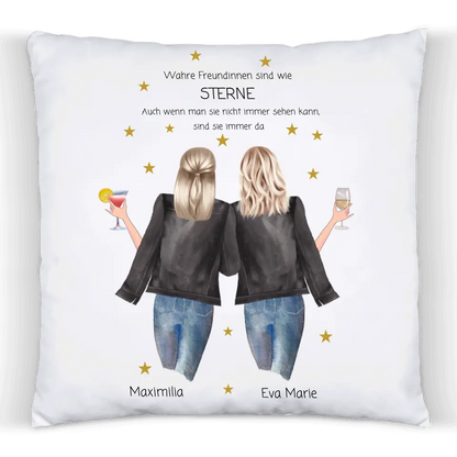 Geschenk für Freundin - 2 Beste Freundinnen Kissen Geschenk personalisiertes mit Namen & Spruch - Geburtstagsgeschenk & Weihnachtsgeschenk Freundin