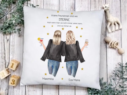 Geschenk für Freundin - 2 Beste Freundinnen Kissen Geschenk personalisiertes mit Namen & Spruch - Geburtstagsgeschenk & Weihnachtsgeschenk Freundin