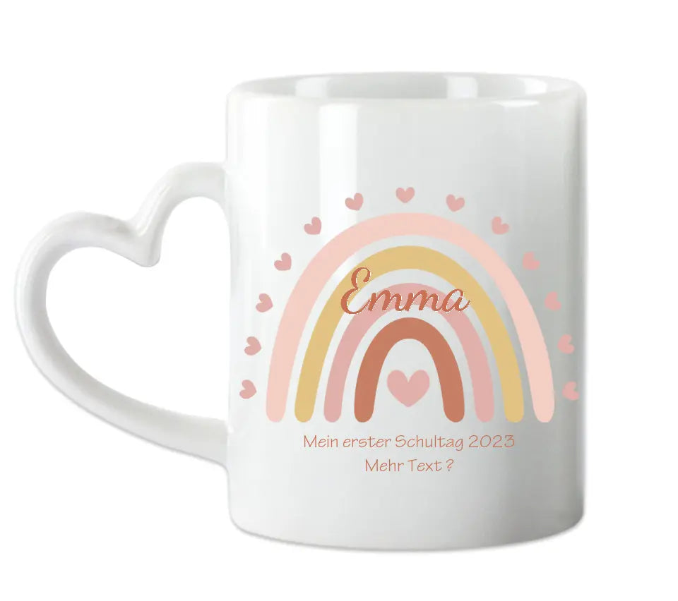 Regenbogentasse mit Wunschtext & Namen - Personalisierte Tasse Geschenk, Geburtstagsgeschenk, Weihnachtstasse, Nikolaustasse, rosa