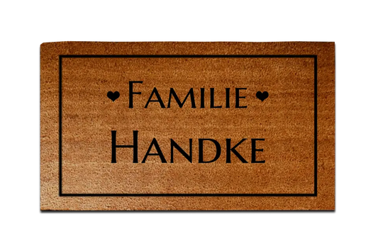 Personalisierte Fußmatte Familie mit Familienname, 40 x 70 cm, Kokosfaser-Fußmatte gelasert