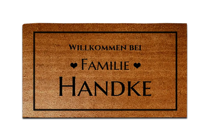 Personalisierte Fußmatte Familie mit Familienname, 40 x 70 cm, Kokosfaser-Fußmatte gelasert