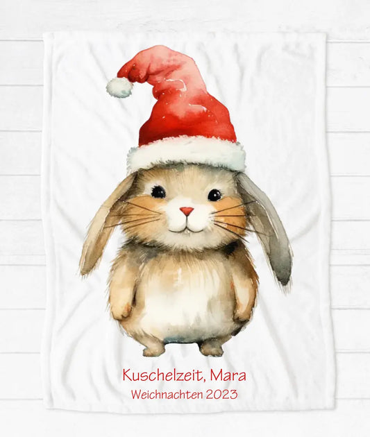 Kuschelige Kinderdecje Weihnachtsdecke als Weihnachtsgeschenk für Babys und Kleinkinder Babydecke, Häschen