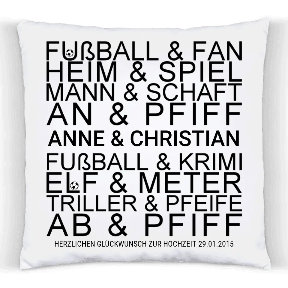 Hochzeitsgeschenk für den Fußballfans - Fußball Sprüche Kissen - Personalisiertes Kissen Geschenk mit Namen zur Hochzeit, Weihnachtsgeschenk von Zeitraum-Kunstdrucke