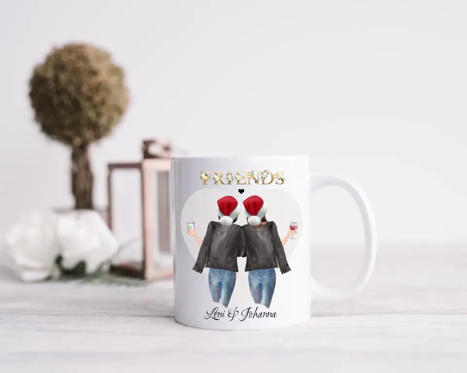 3 Beste Freundinnen Geschenk Kaffeetasse Weihnachtstasse personalisiertes Weihnachtsgeschenk  - Geschenk für Freundin