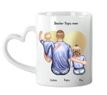 Personalisierte Tasse Familie mit 2 Kindern - Geschenk Vatertag - Geschenk Muttertag - Papa Geburtstagsgeschenk - Mama Geburtstagsgeschenk