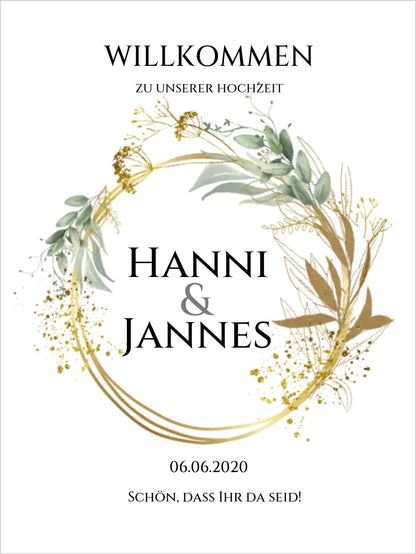 Willkommensposter Hochzeit  | Willkommensschild Hochzeit personalisiert | Hochzeitsempfang Tafel