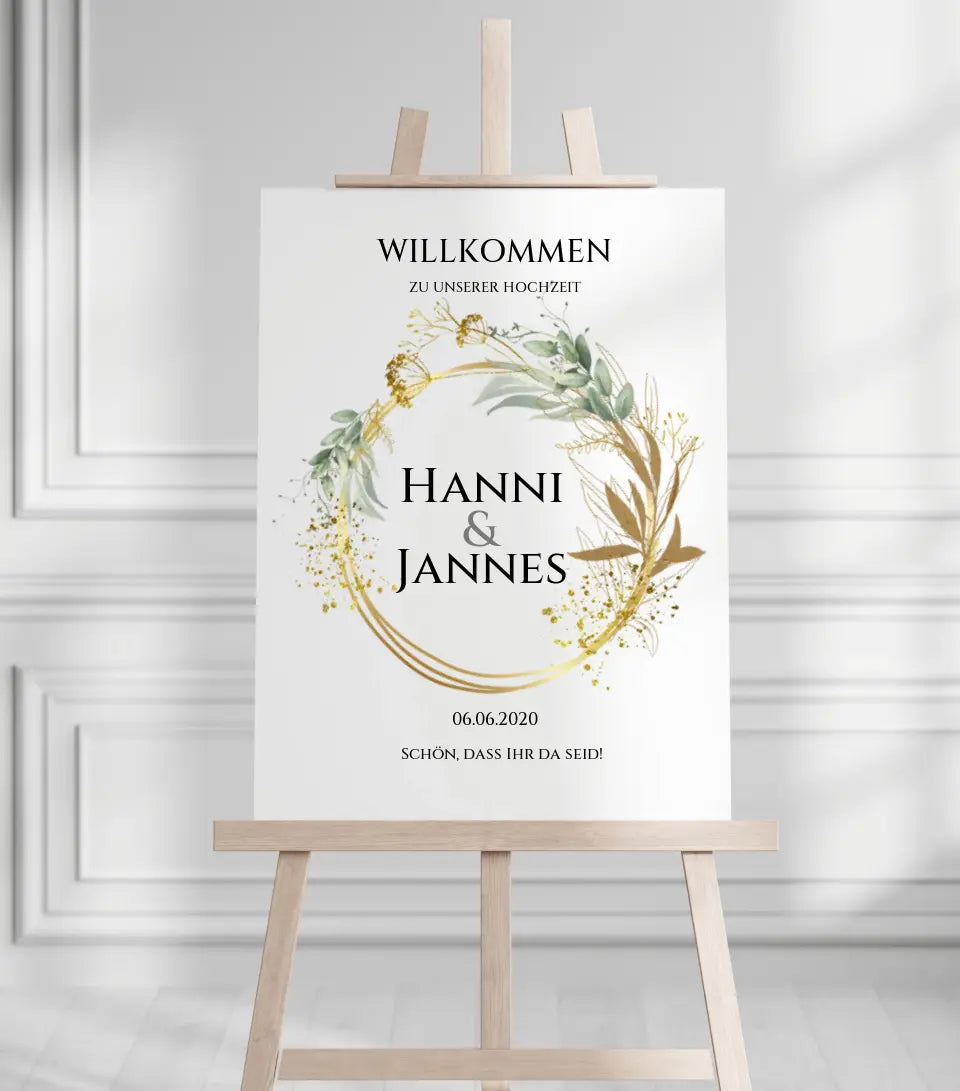 Willkommensposter Hochzeit  | Willkommensschild Hochzeit personalisiert | Hochzeitsempfang Tafel