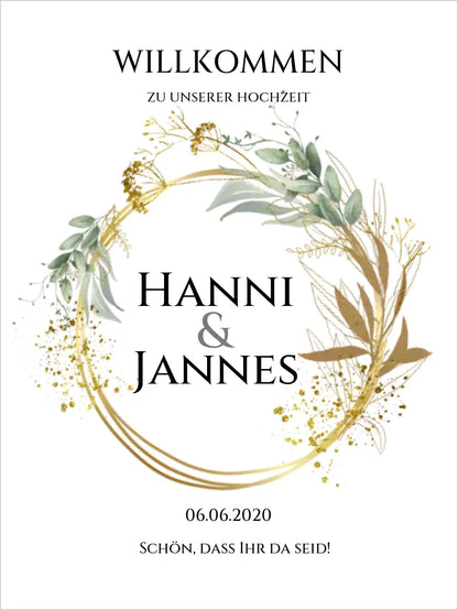 Willkommensposter Hochzeit  | Willkommensschild Hochzeit personalisiert | Hochzeitsempfang Tafel