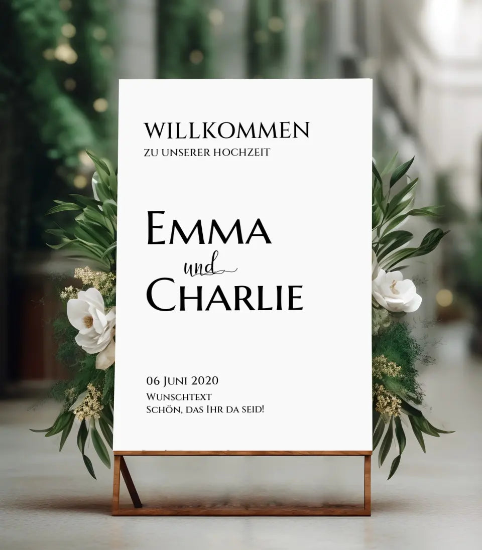 Willkommensposter Hochzeit  | Willkommensschild Hochzeit personalisiert | Hochzeitsempfang Tafel