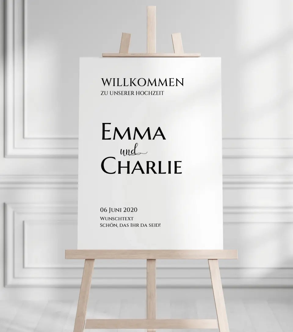 Willkommensposter Hochzeit  | Willkommensschild Hochzeit personalisiert | Hochzeitsempfang Tafel