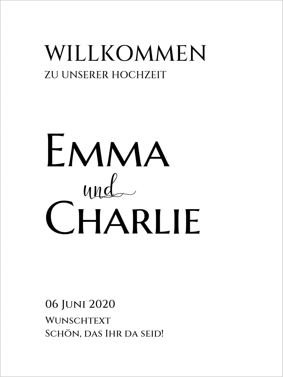 Willkommensposter Hochzeit  | Willkommensschild Hochzeit personalisiert | Hochzeitsempfang Tafel