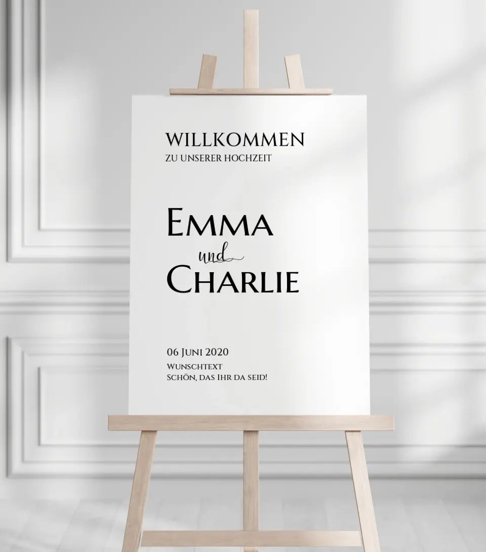 Willkommensposter Hochzeit  | Willkommensschild Hochzeit personalisiert | Hochzeitsempfang Tafel