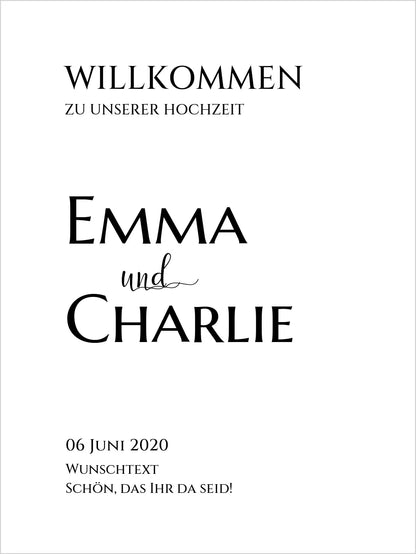 Willkommensposter Hochzeit  | Willkommensschild Hochzeit personalisiert | Hochzeitsempfang Tafel