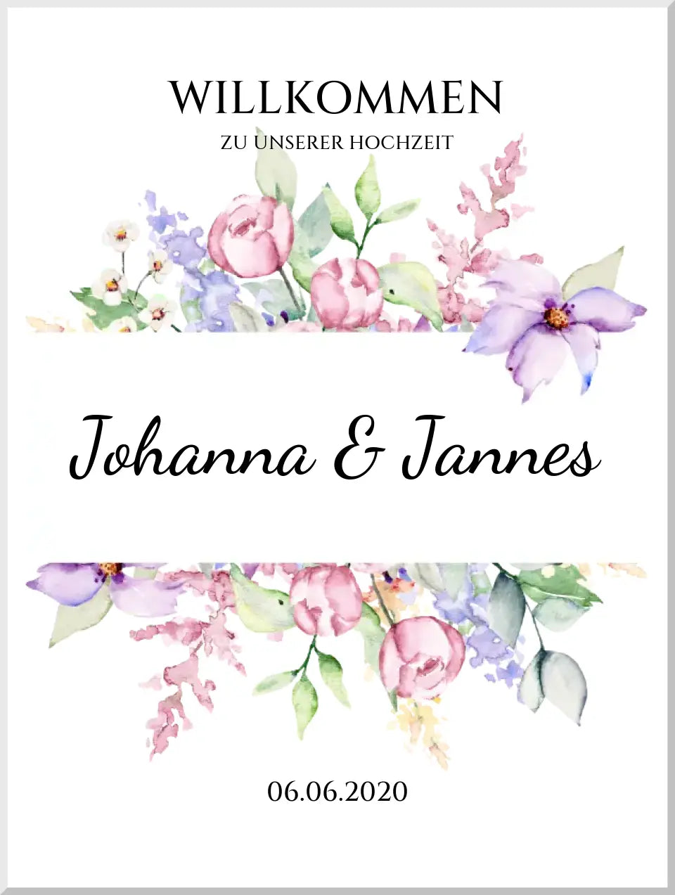 Willkommensposter Hochzeit  | Willkommensschild Hochzeit personalisiert | Hochzeitsempfang Tafel