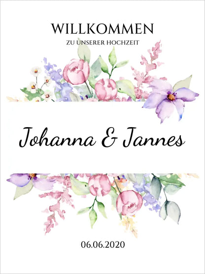 Willkommensposter Hochzeit  | Willkommensschild Hochzeit personalisiert | Hochzeitsempfang Tafel