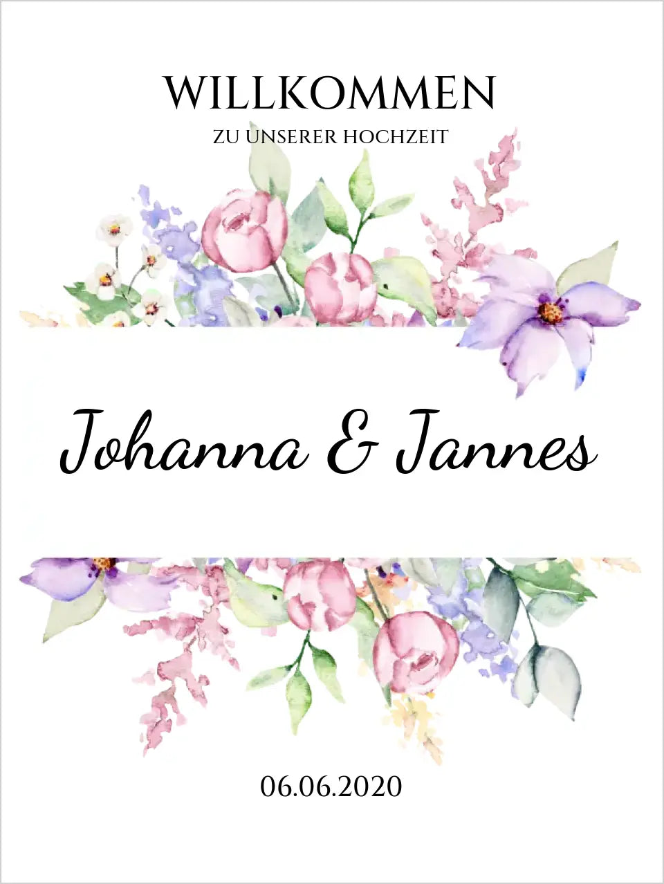 Willkommensposter Hochzeit  | Willkommensschild Hochzeit personalisiert | Hochzeitsempfang Tafel