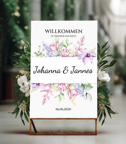 Willkommensposter Hochzeit  | Willkommensschild Hochzeit personalisiert | Hochzeitsempfang Tafel