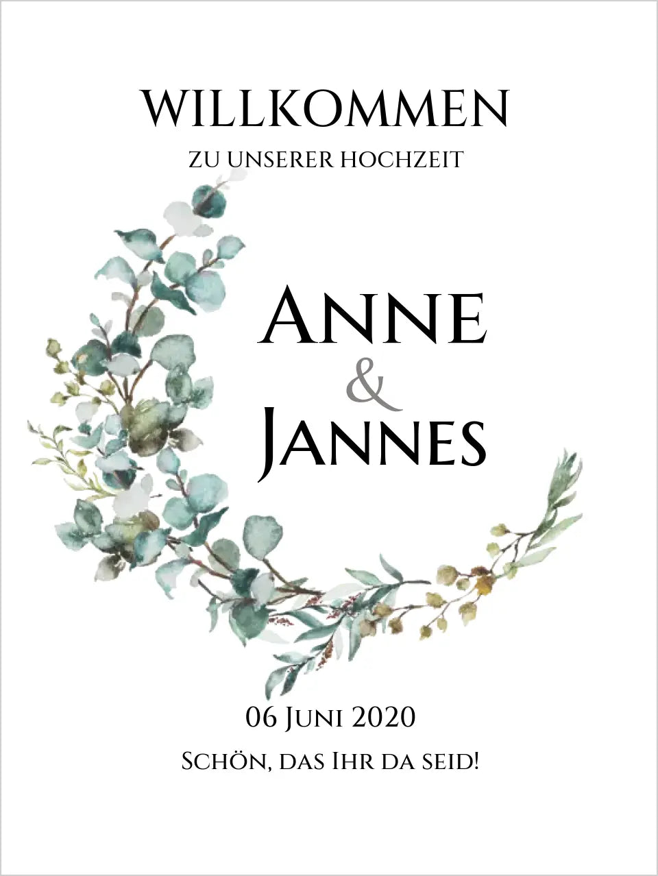 Willkommensposter Hochzeit  | Willkommensschild Hochzeit personalisiert mit Namen Datum | Hochzeitsempfang Schild