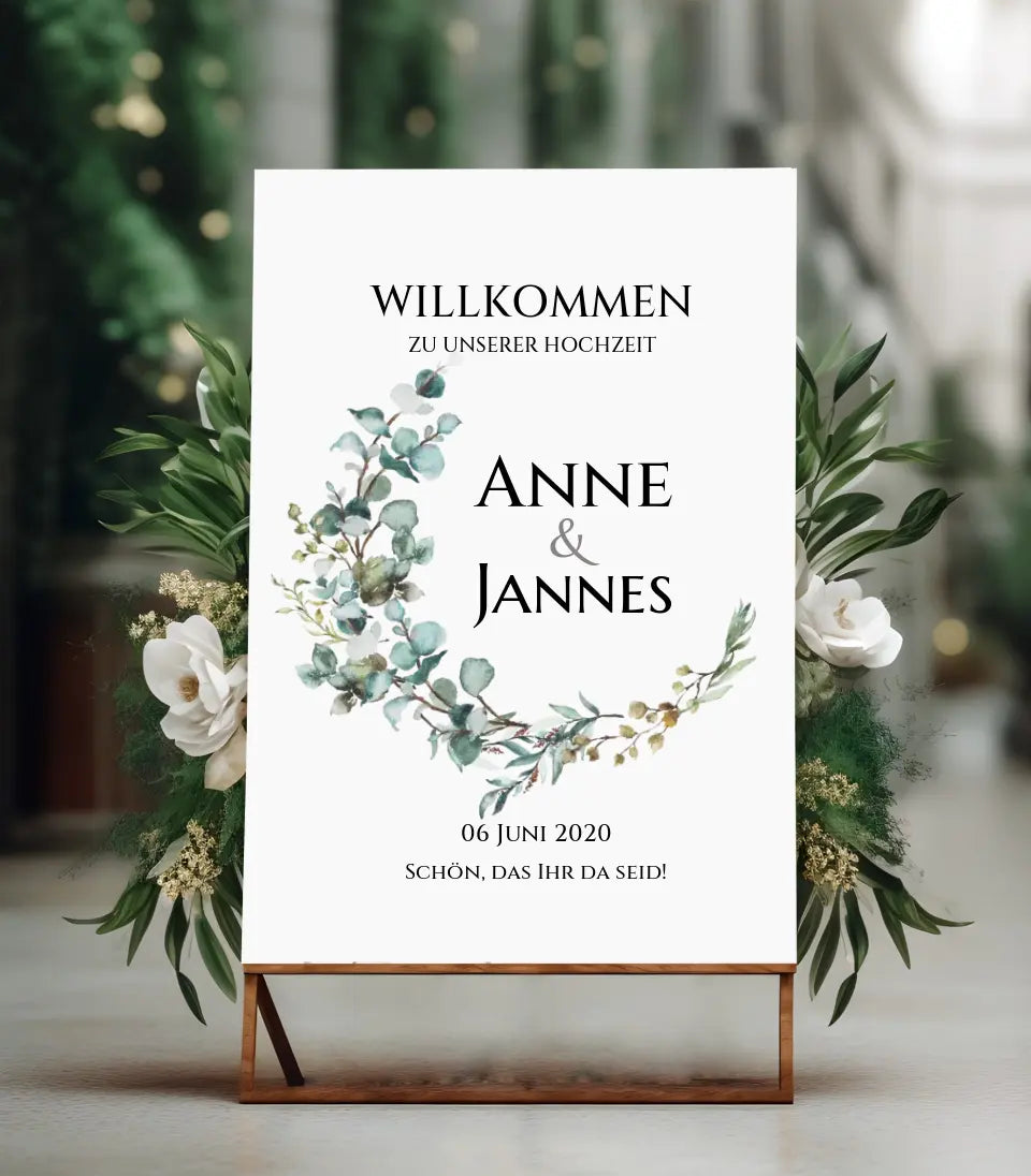 Willkommensposter Hochzeit  | Willkommensschild Hochzeit personalisiert mit Namen Datum | Hochzeitsempfang Schild