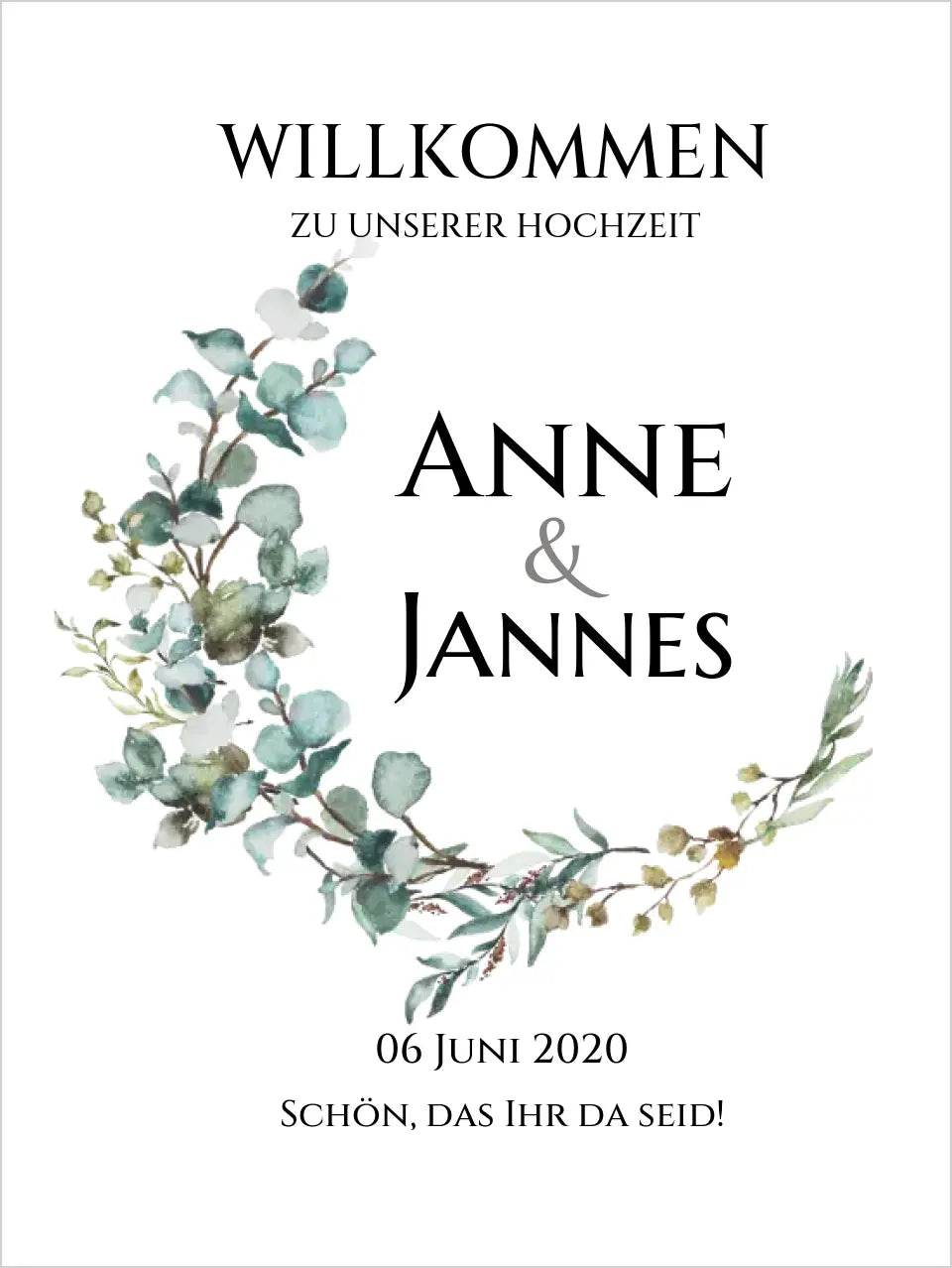 Willkommensposter Hochzeit  | Willkommensschild Hochzeit personalisiert mit Namen Datum | Hochzeitsempfang Schild